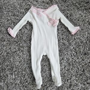 Mud Pie Pink and White Striped Footie